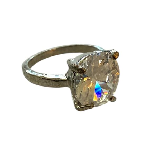 Diamond CZ Engagement Wedding Silver Ring Size 6.5 - Picture 3 of 5